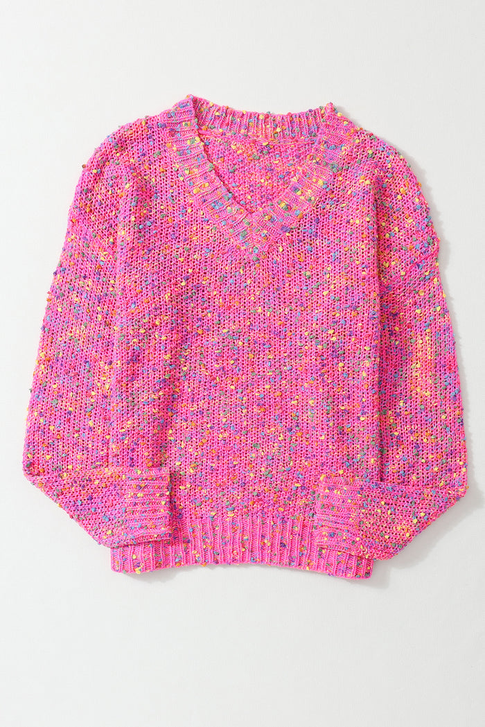 Pull décontracté tricoté à pois colorés *