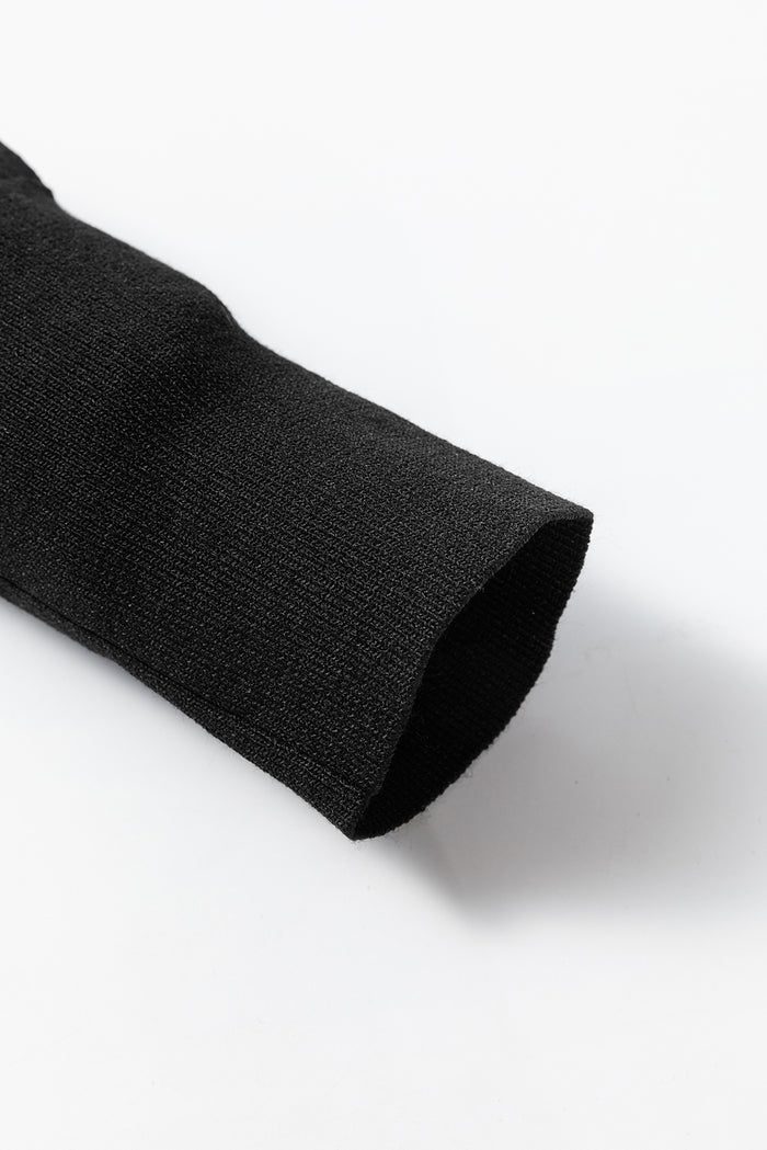 Pull léger à col rond coupe slim de couleur unie noir