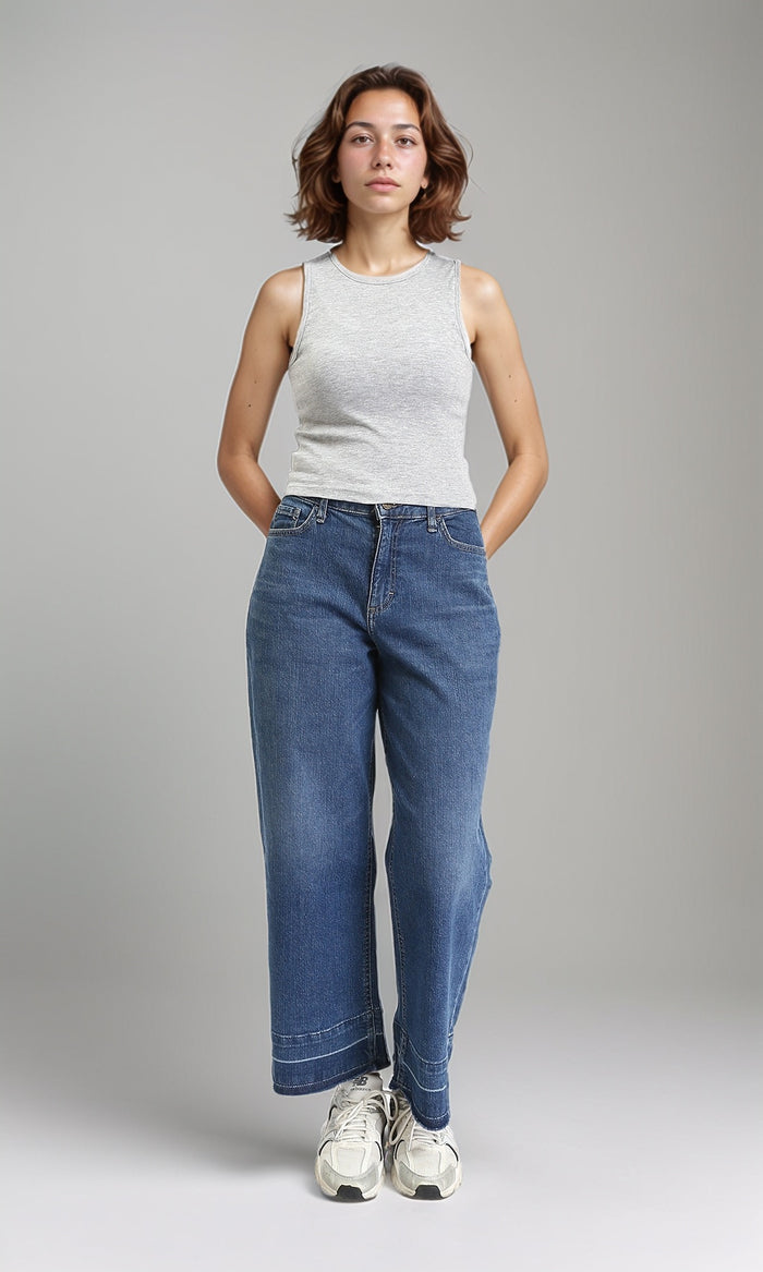 R204590 - Solid Sleeveless Cotton Racer Top - Heather Grey
