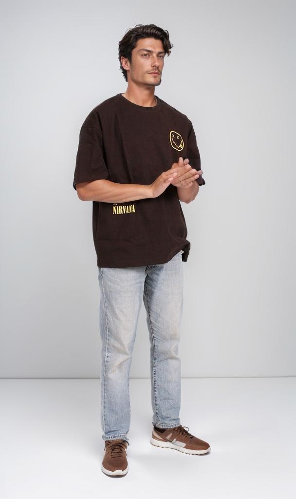 R204825 - Nirvana Skeleton Band Graphic T-Shirt – Black