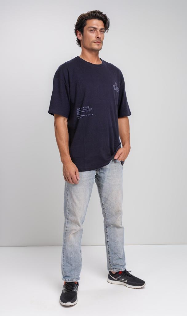 R204831 - Beatles Graphic Oversized T-Shirt – Navy Blue
