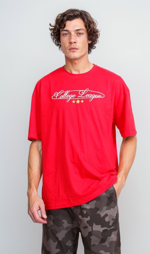 Graphic Printed Oversized T-Shirt - Red