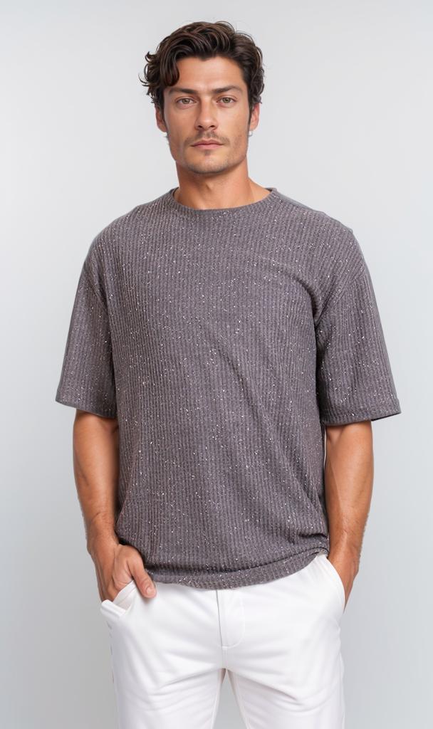 Textured Jacquard T-Shirt - Dark Grey