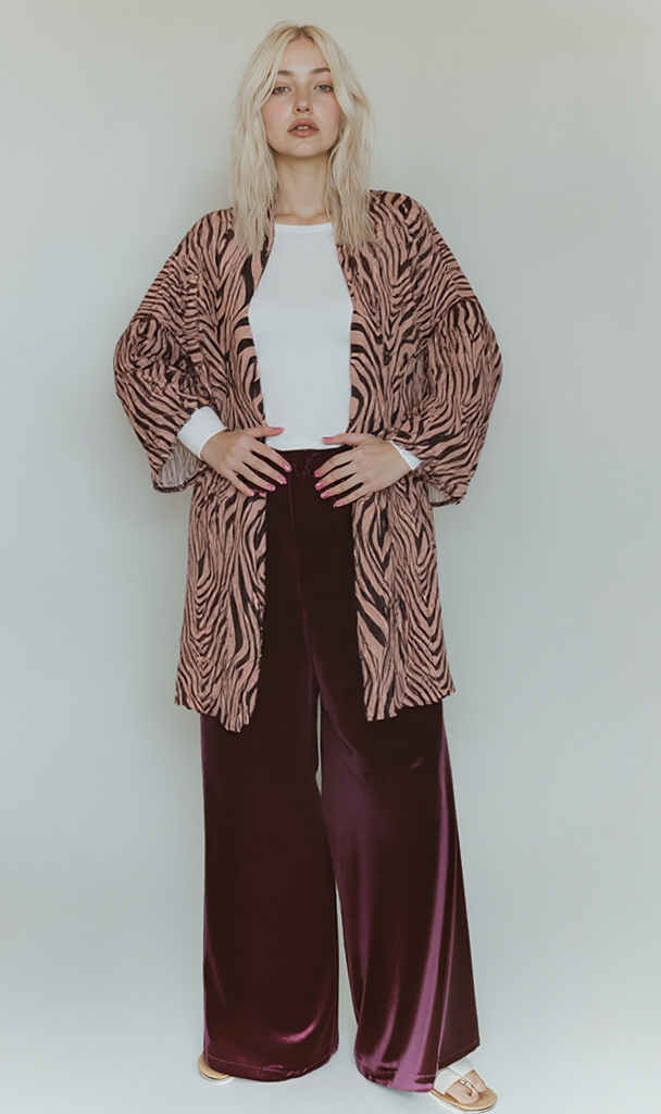 Printed Kimono - Brown Zebra Pattern