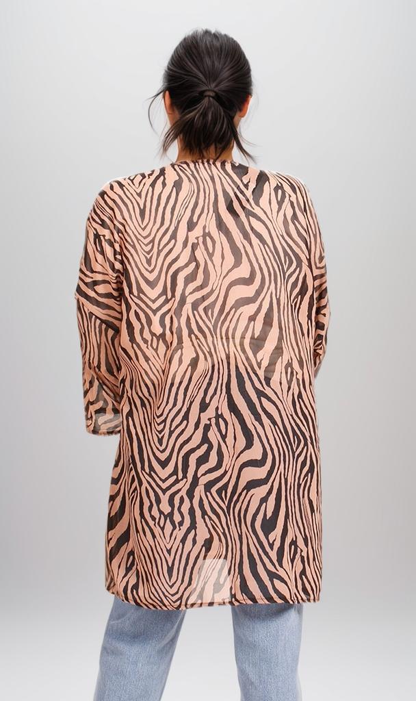 R206343 - Printed Kimono - Brown Zebra Pattern