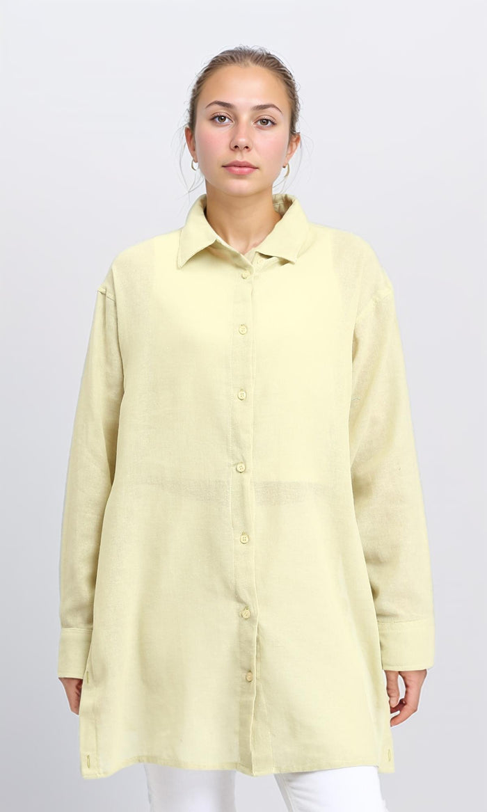 Casual Long Sleeves Regular Fit Shirt - Yellow Green