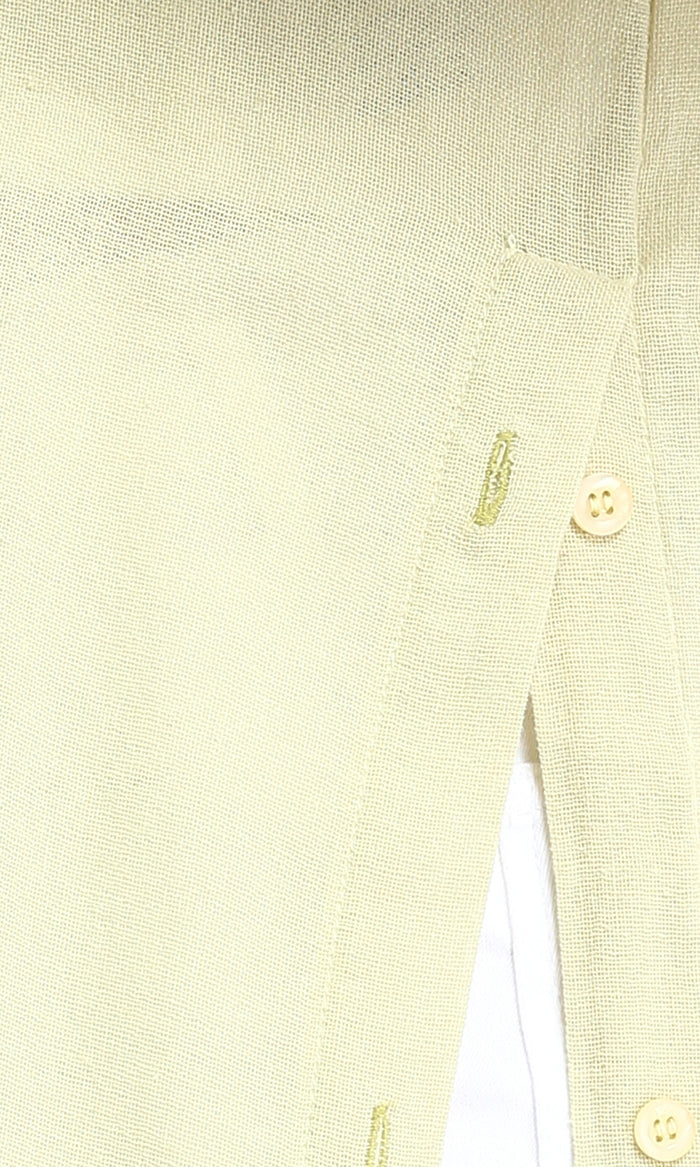 R206361 - Casual Long Sleeves Regular Fit Shirt - Yellow Green