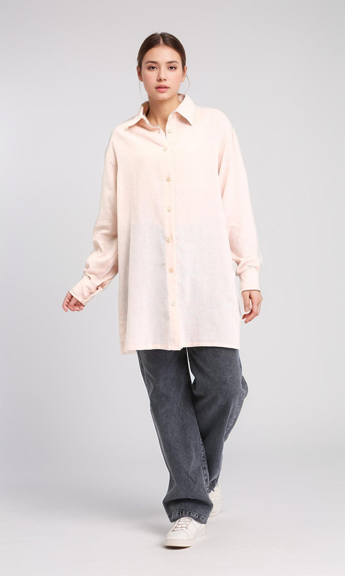 R206364 - Casual Long Sleeves Regular Fit Shirt - Nude