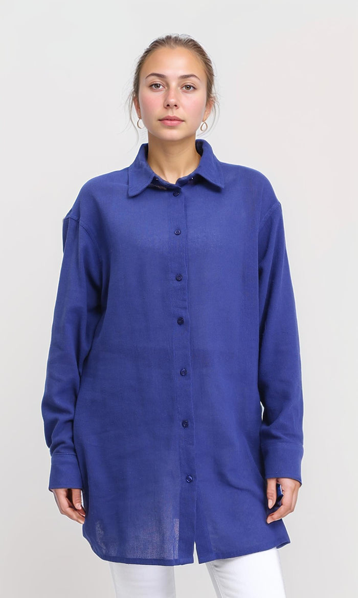 Casual Long Sleeves Regular Fit Shirt - Dark Blue