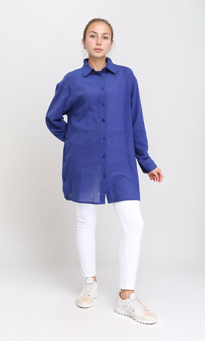 R206366 - Casual Long Sleeves Regular Fit Shirt - Dark Blue
