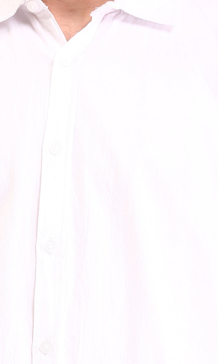 R206396 - Solid Regular Fit Long Sleeves Shirt - White
