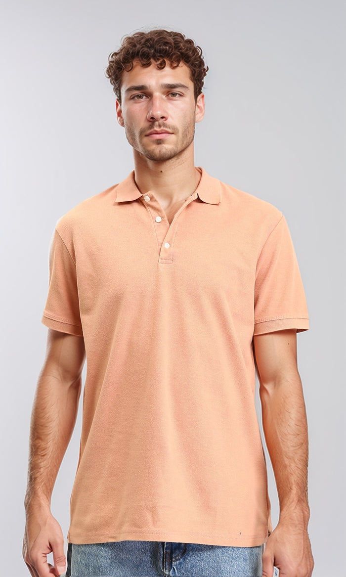 Solid Short Sleeves Polo Shirt - Light Orange