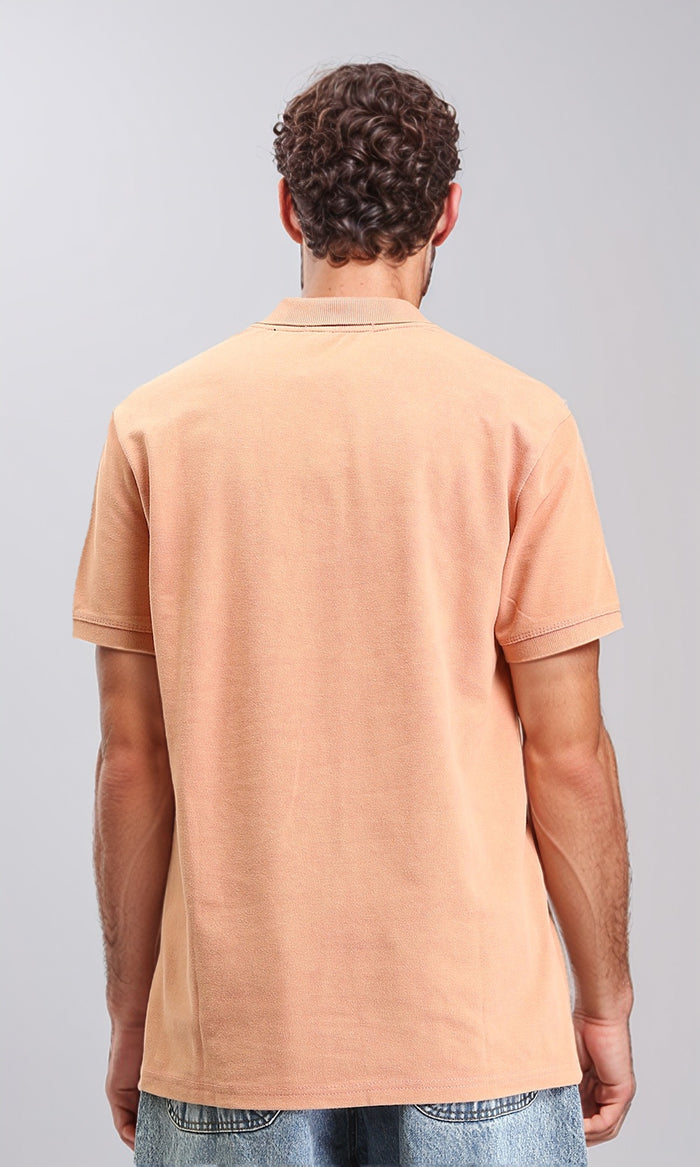 R206496 - Solid Short Sleeves Polo Shirt - Light Orange