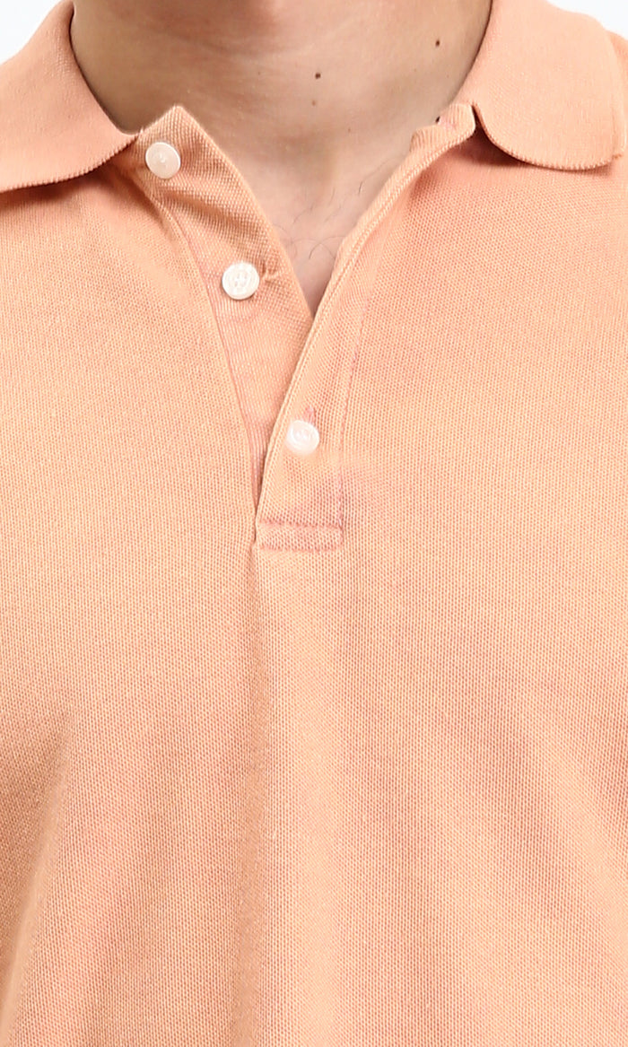 R206496 - Solid Short Sleeves Polo Shirt - Light Orange
