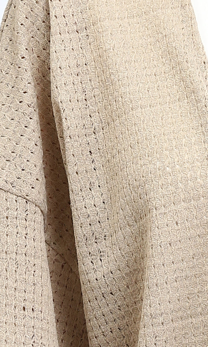 R206561 - 3/4 Sleeves Slip On Long Cardigan - Light Coffee