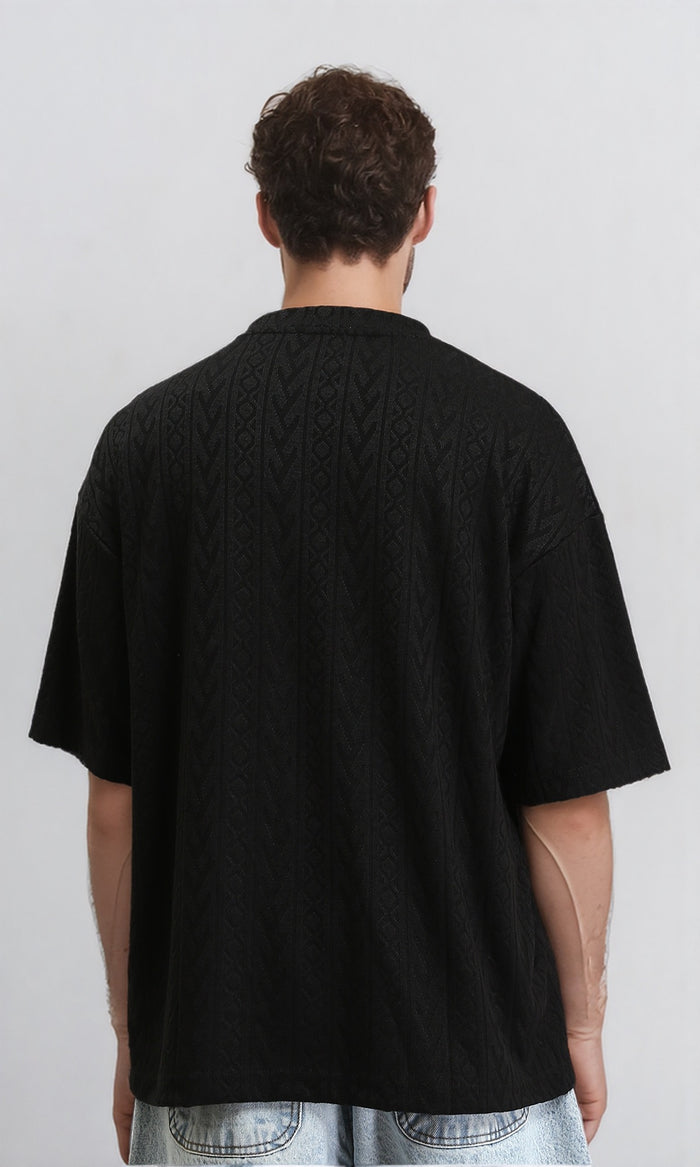 R206742 - Relaxed Fit Round Neck Casual Tee - Black