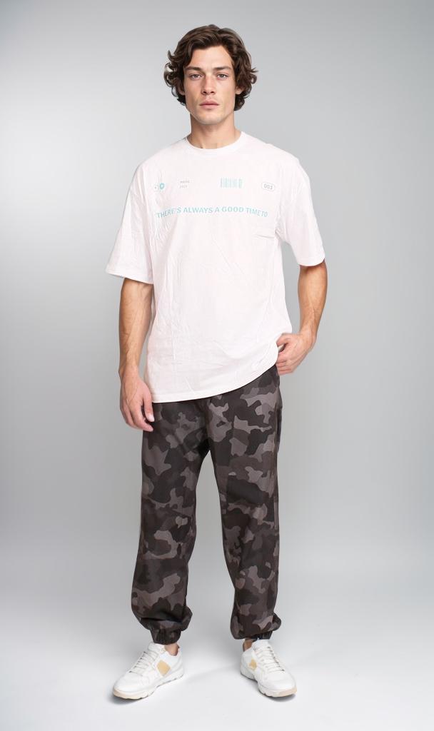 R207060 - Graphic Printed Oversized T-Shirt - White