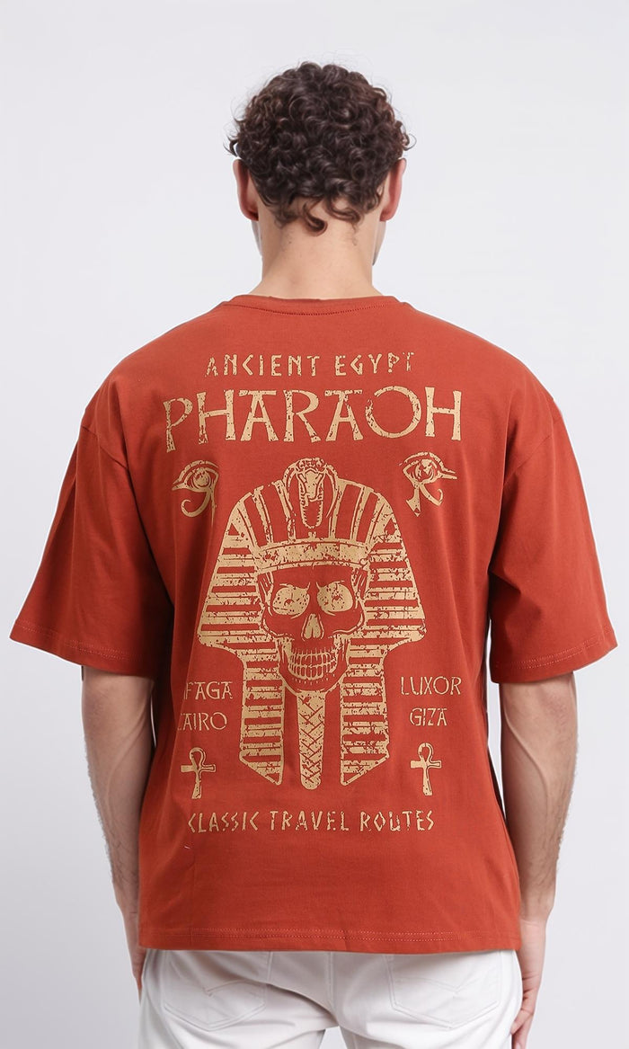 R207066 - "Pharaoh" Crew Neck Cotton Tee - Burnt Orange