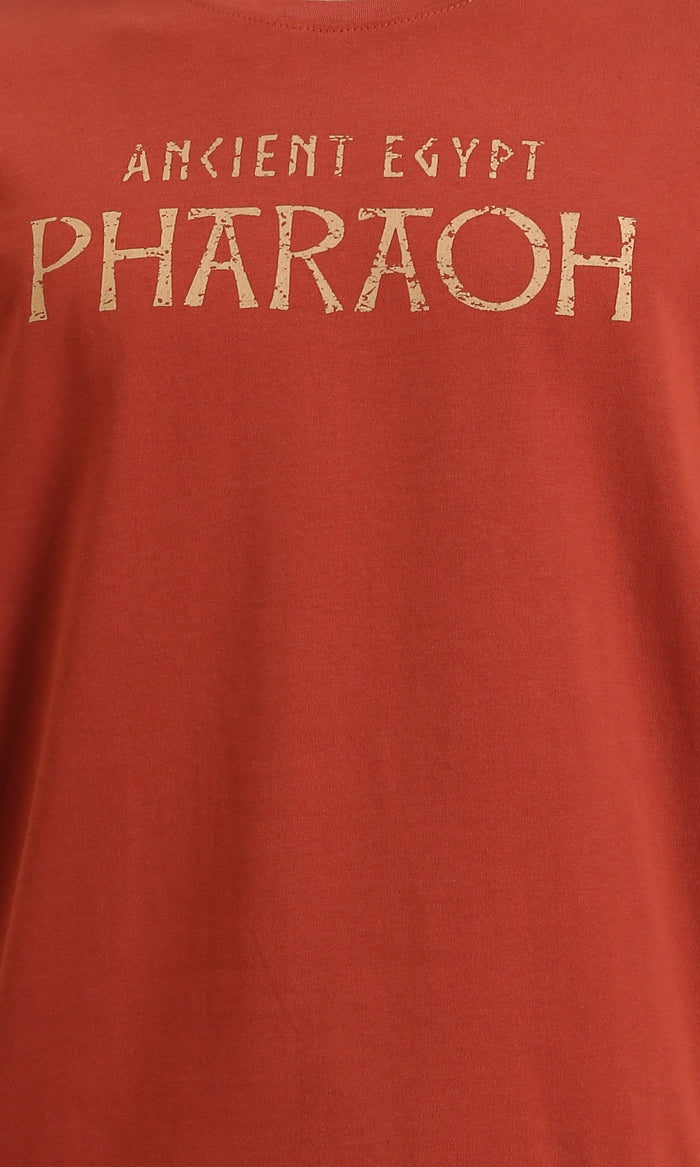 R207066 - "Pharaoh" Crew Neck Cotton Tee - Burnt Orange