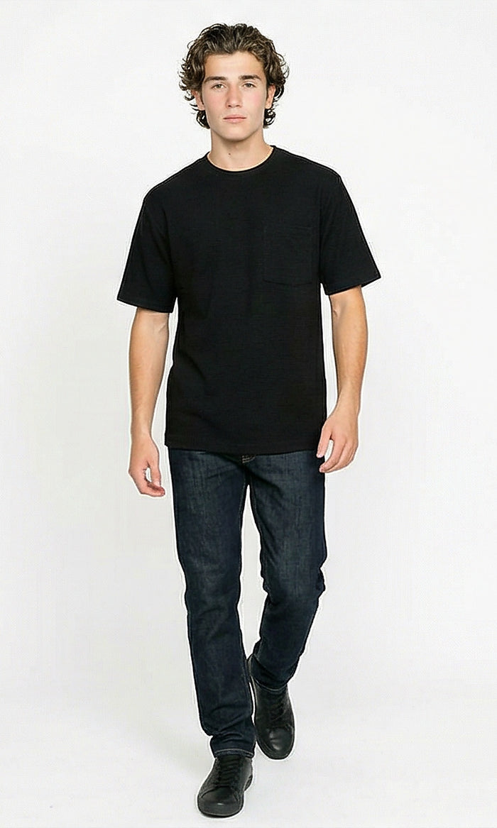 R207467 - Wide Elbow Sleeves Comfy Tee - Black