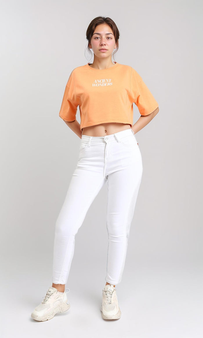 R207780 - "Ancient Wonders" Printed Short Tee - Light Orange