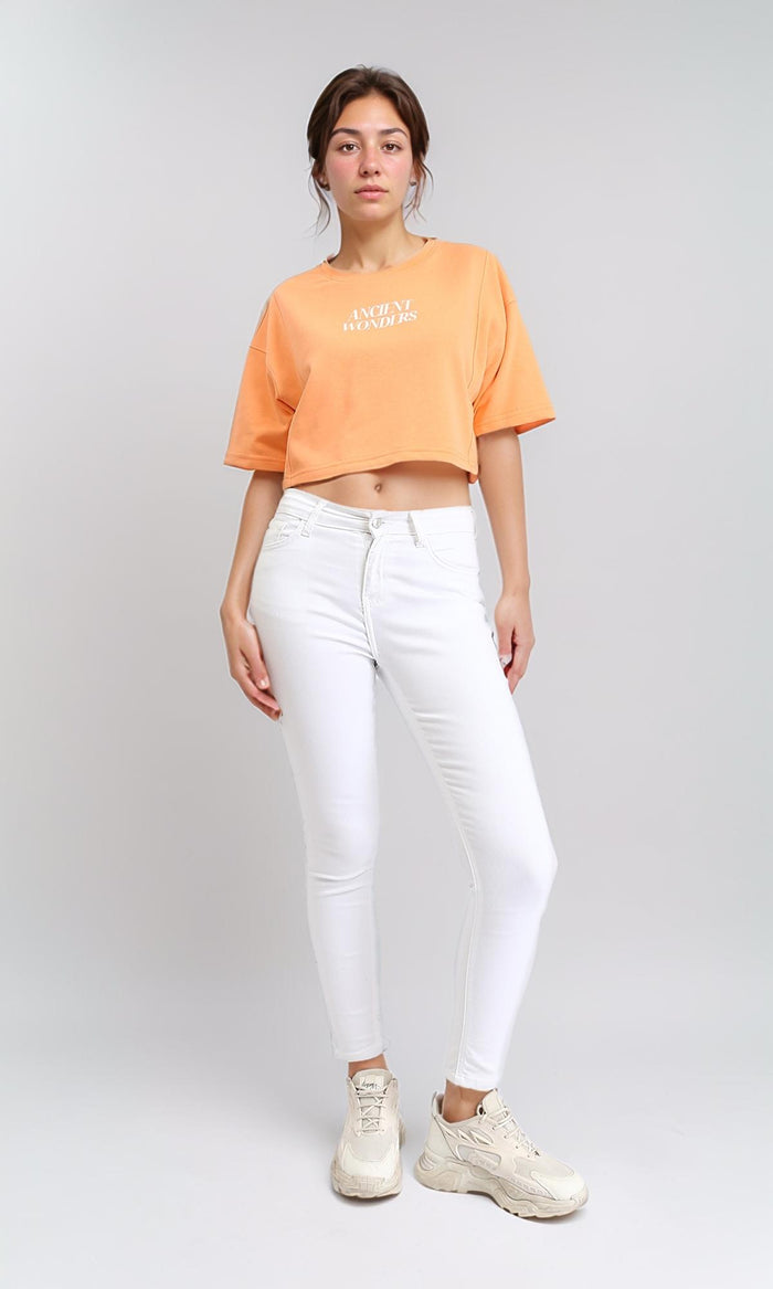 R207780 - "Ancient Wonders" Printed Short Tee - Light Orange