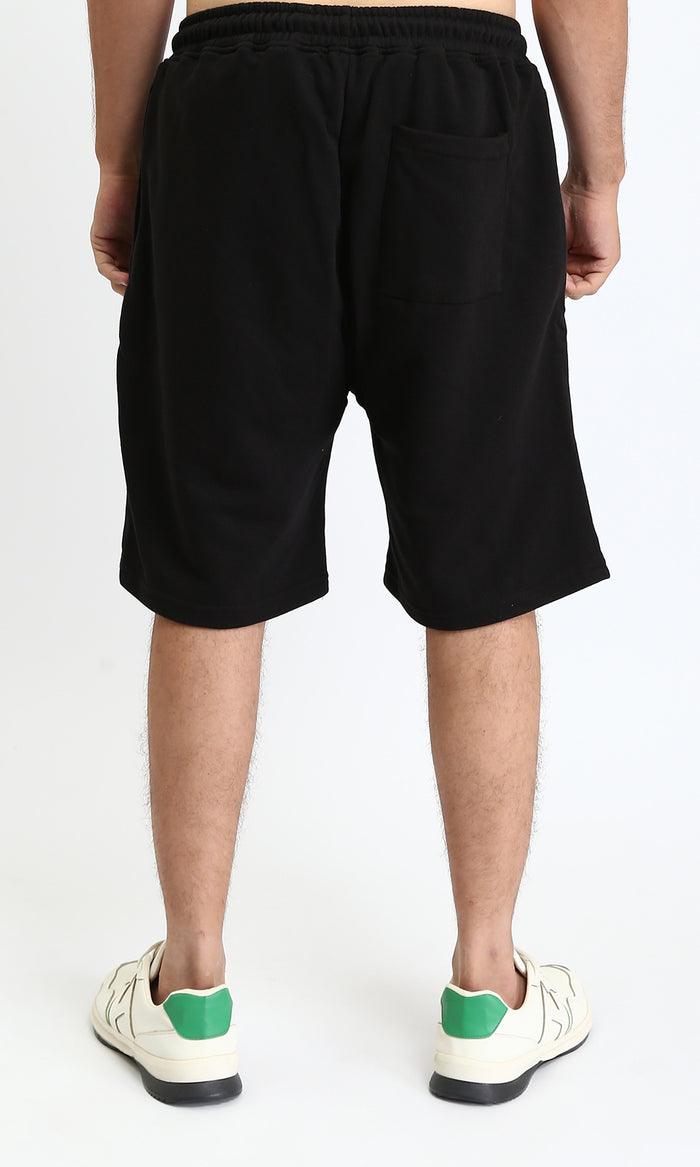 R208172 - Solid Cotton Slip On Shorts - Black