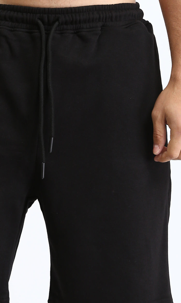 R208172 - Solid Cotton Slip On Shorts - Black