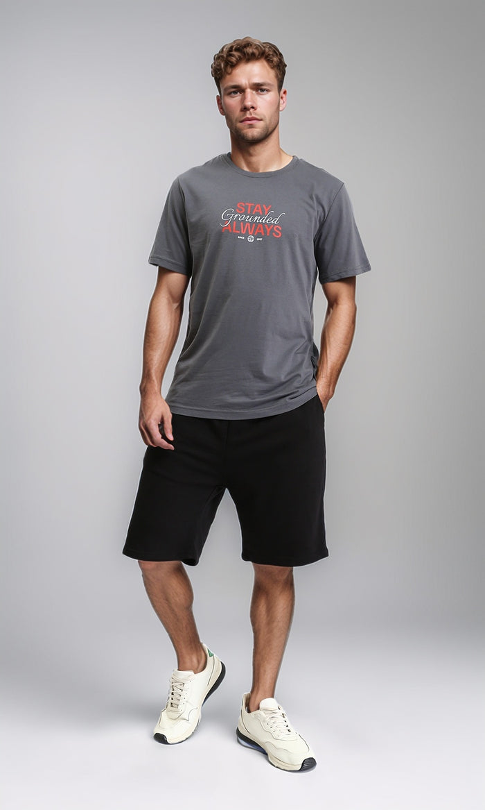 R208172 - Solid Cotton Slip On Shorts - Black