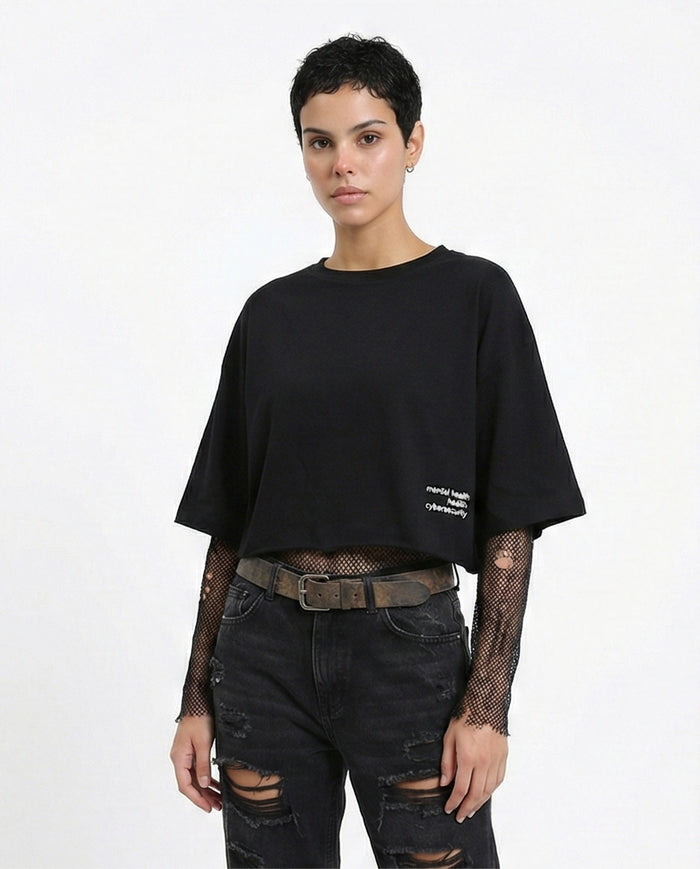 Crew Neck Regular Summer Tee - Black