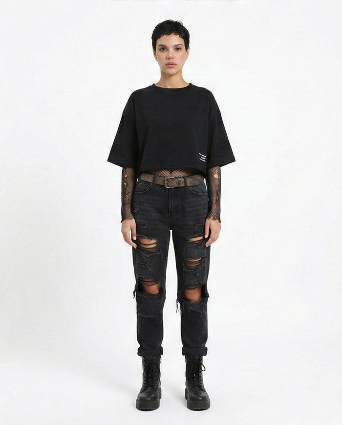 R208515 - Crew Neck Regular Summer Tee - Black