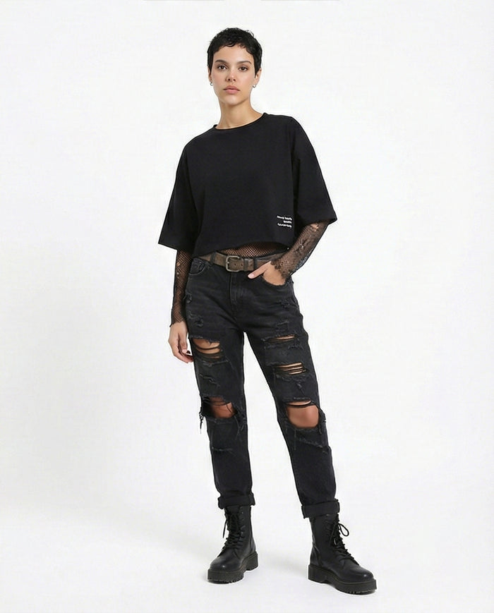 R208515 - Crew Neck Regular Summer Tee - Black
