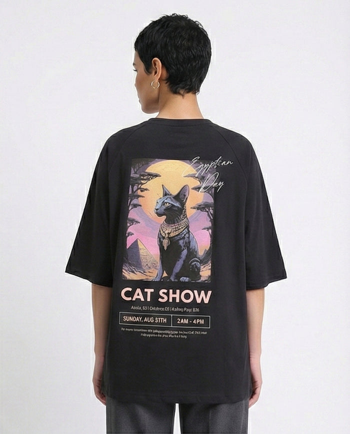 R208520 - Slip On Relaxed Fit Cotton Long Tee - Black