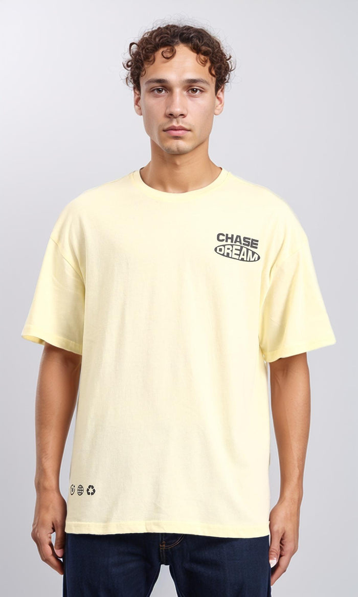 Front & Back Print Cotton Tee - Light Yellow