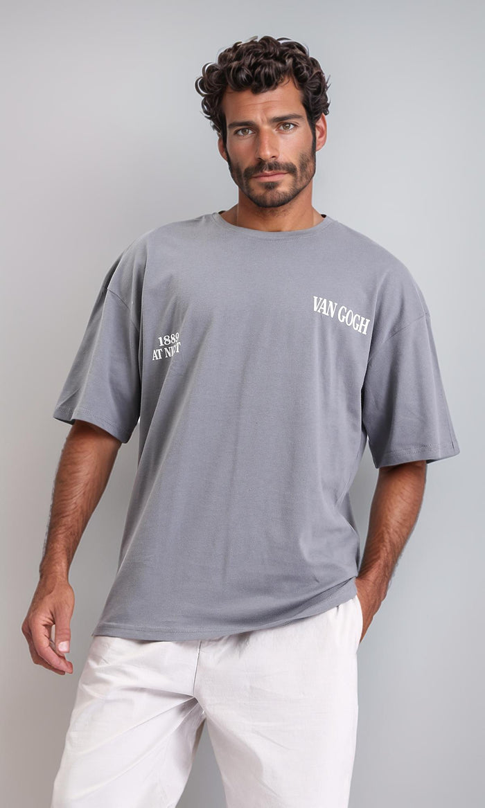 Slip On Lightweight Cotton Long Tee - Grey