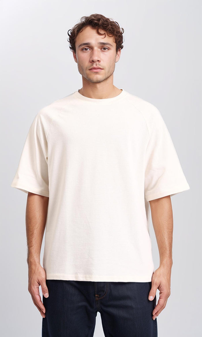 Slip On Elbow Sleeves Solid Tee - Cream