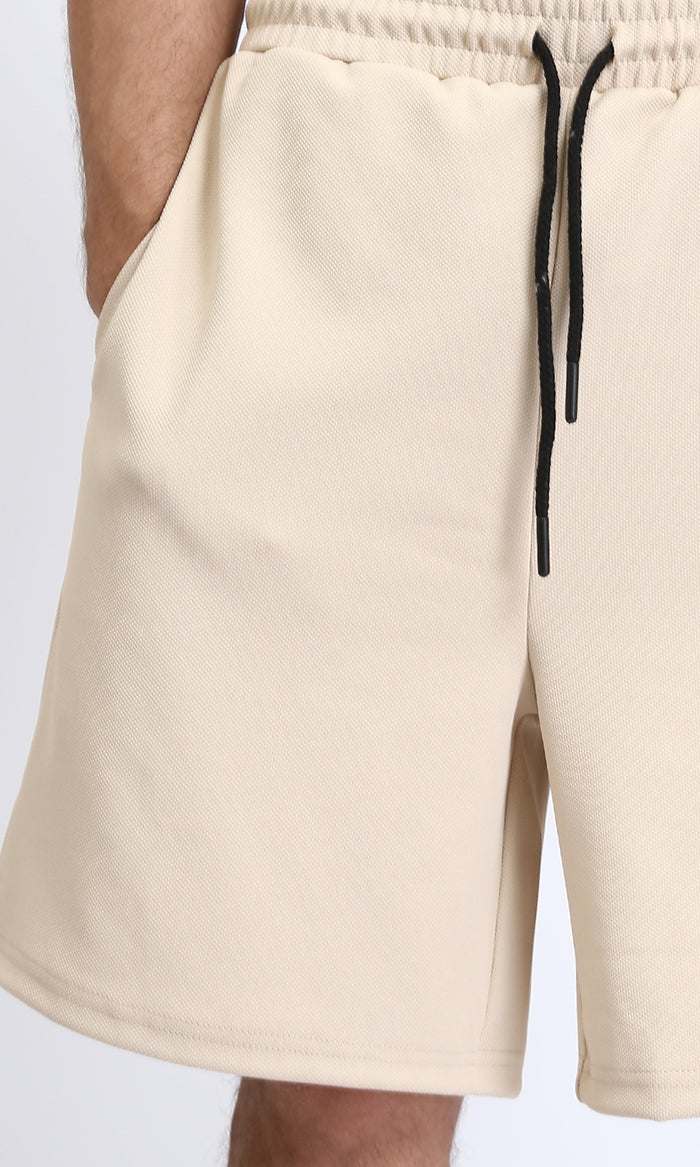 R208814 - Slip On Solid Casual Shorts - Beige