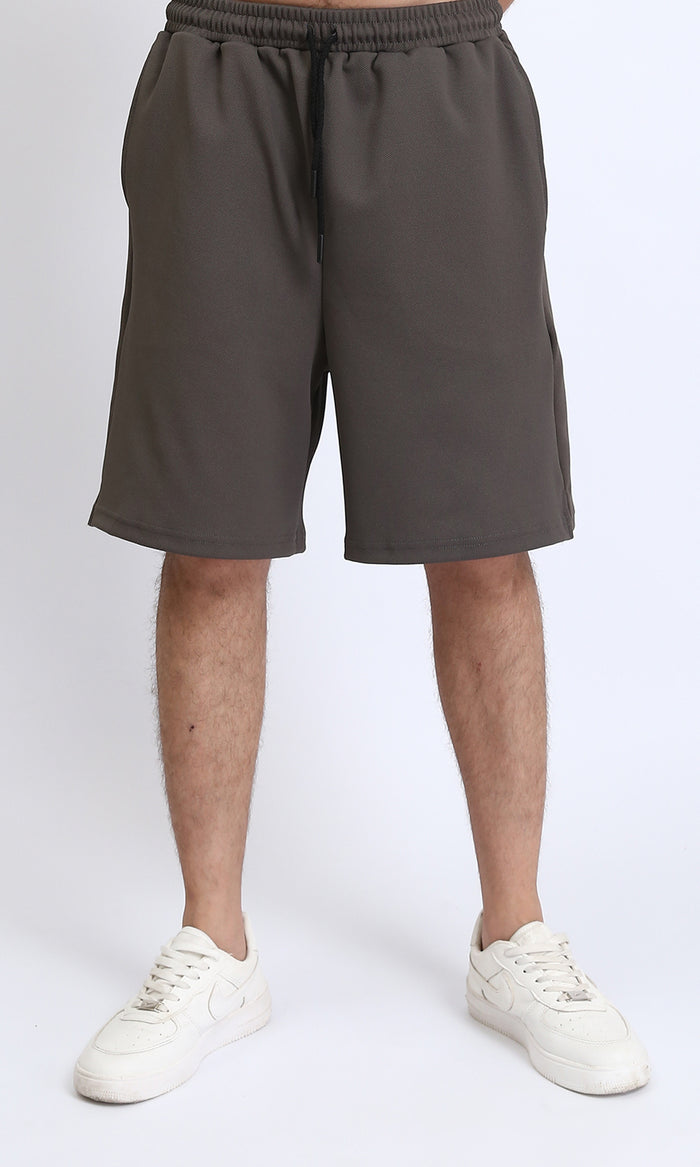 Slip On Solid Casual Shorts - Dark Grey