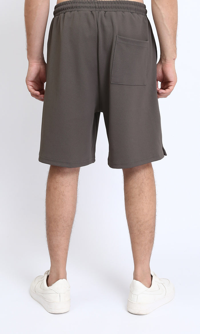 R208824 - Slip On Solid Casual Shorts - Dark Grey