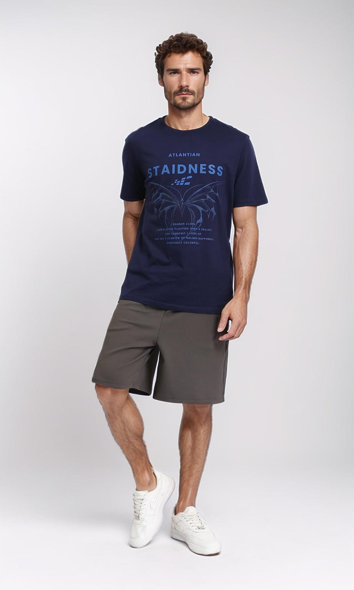 R208824 - Slip On Solid Casual Shorts - Dark Grey