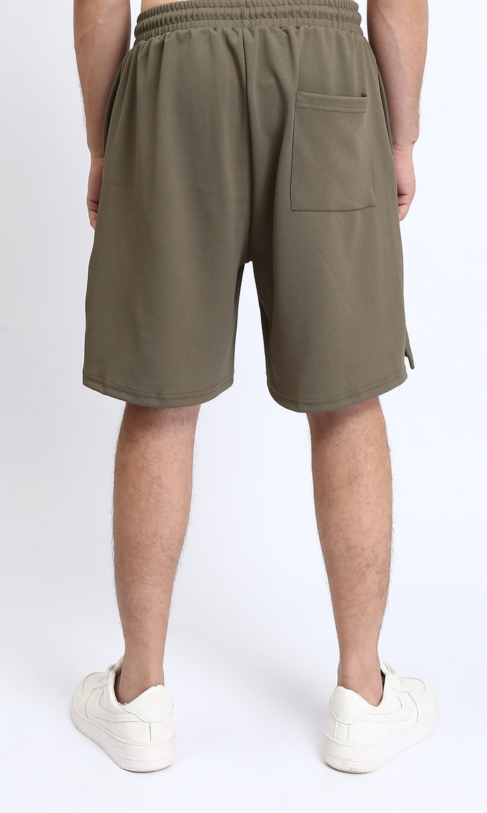 R208825 - Slip On Solid Casual Shorts - Dark Olive
