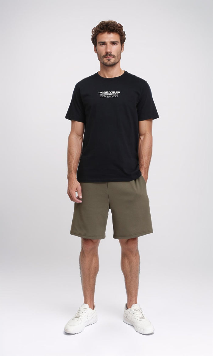 R208825 - Slip On Solid Casual Shorts - Dark Olive