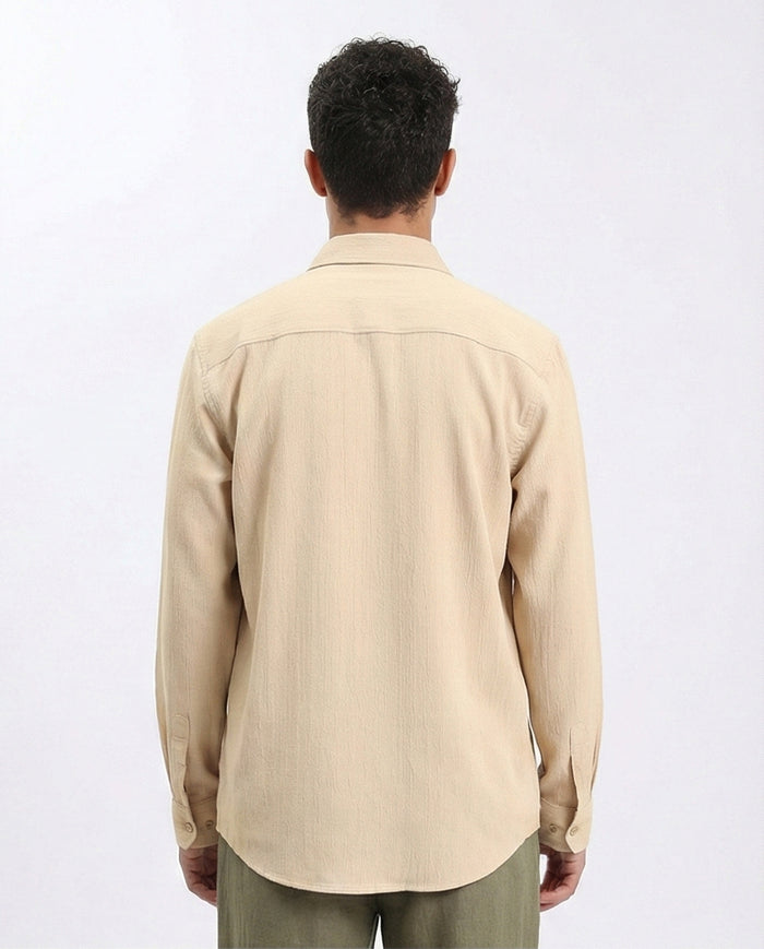 R209104 - Buttons Down Textured Shirt - Sand
