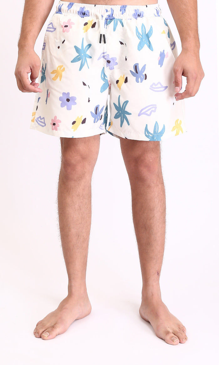 Colorful Flory Slip On Swim Shorts - Multicolor