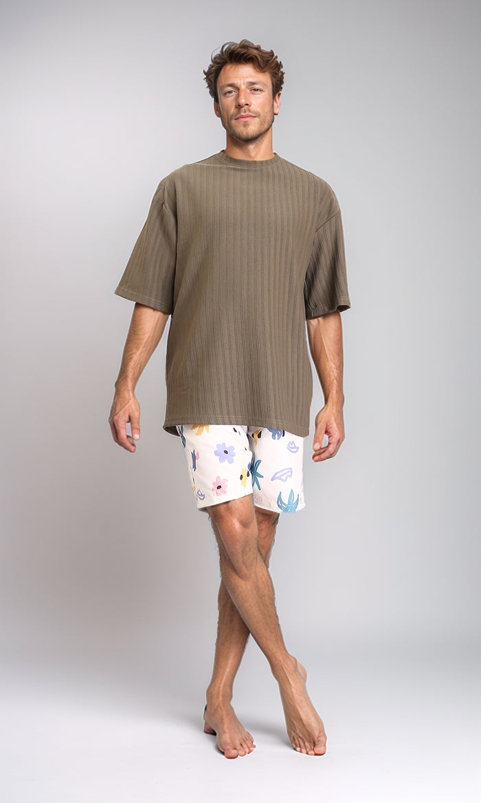 R209201 - Colorful Flory Slip On Swim Shorts - Multicolor