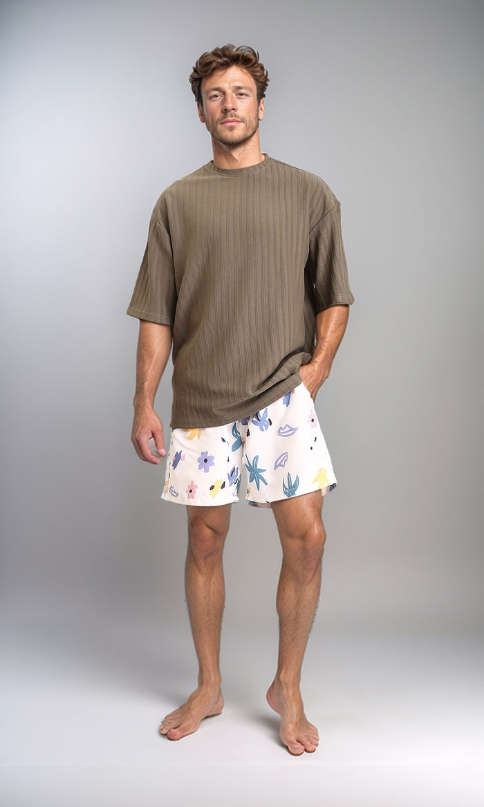 R209201 - Colorful Flory Slip On Swim Shorts - Multicolor