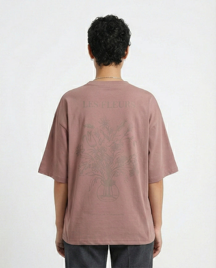 R209219 - Elbow Sleeves Printed Casual Tee - Dark Nude