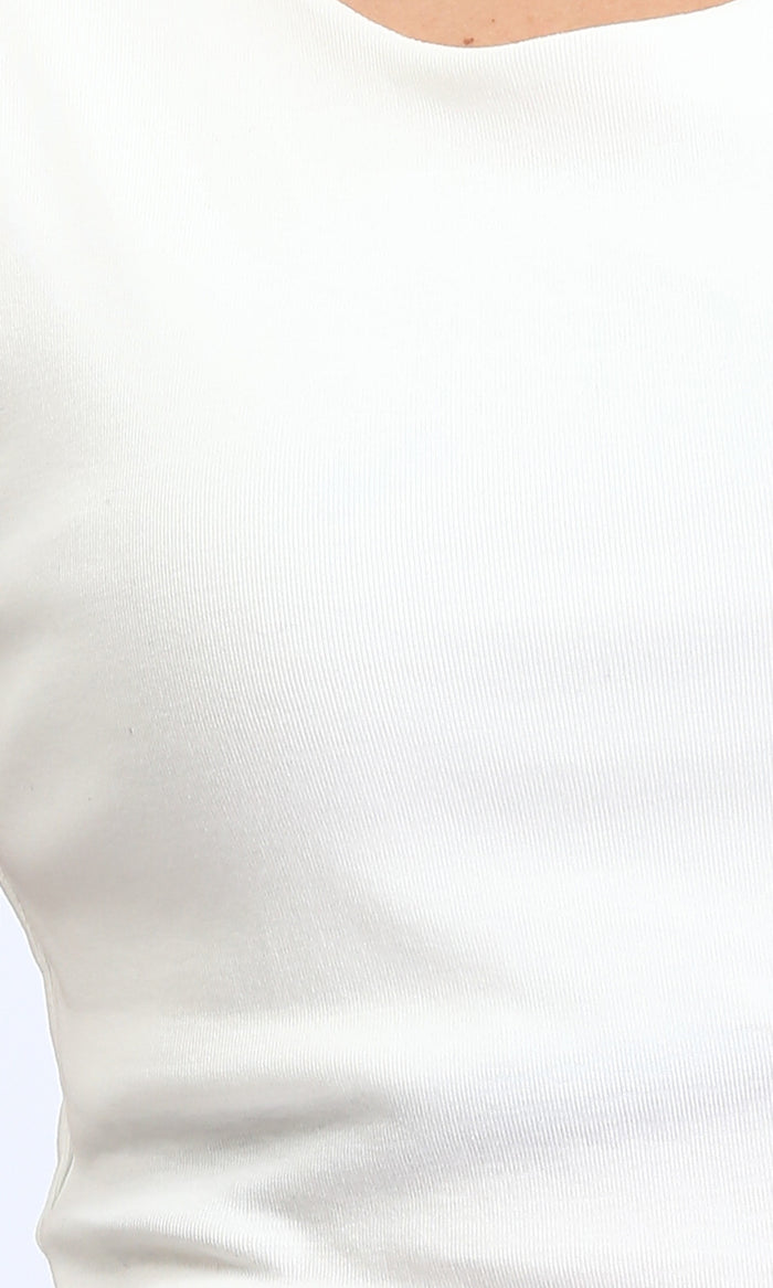 R209250 - Solid Cotton Sleeveless Tank Top - White