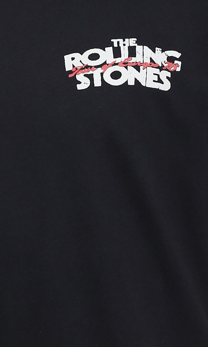 R209377 - Slip On Crew Neck Printed Tee - Black
