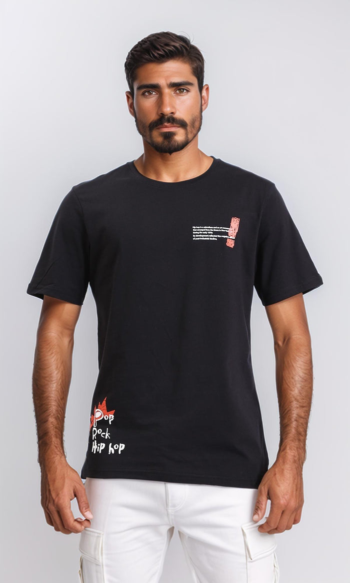 Cotton Regular Fit Slip On Tee - Black